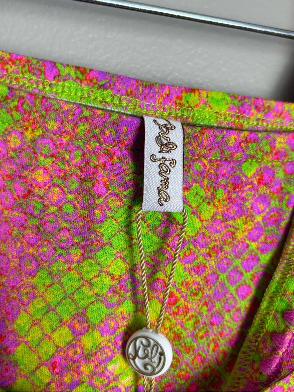 Luli Fama‎ Pink & Lime Born to Be Wild Tie-Front Two-Piece Cover-Up Set Small